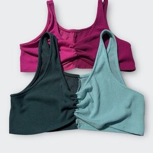 LOT of 2 WILD FABLE TARGET 2 TONE Bralette Sport Crop Tank Top Green Pink XL